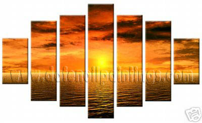 Modern Oil Paintings on canvas sunset glow painting -set08157