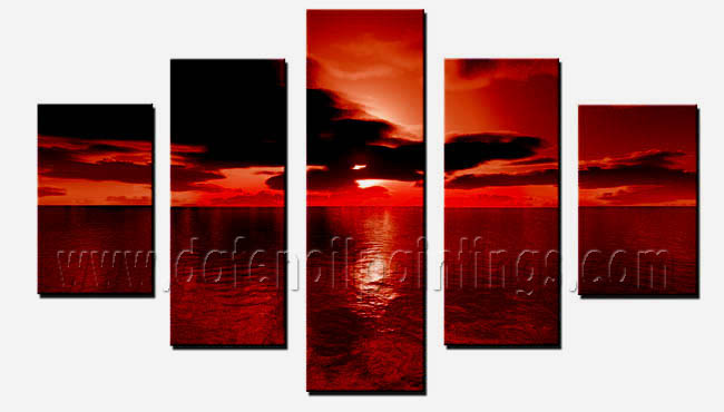 Modern Oil Paintings on canvas sunset glow painting -set08159