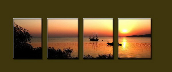 Modern Oil Paintings on canvas sunrise painting -set10064