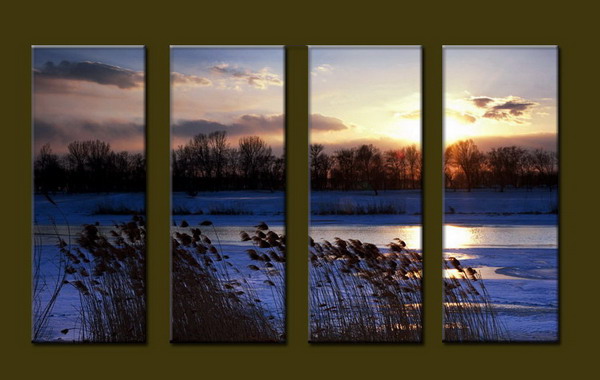 Modern Oil Paintings on canvas sunrise painting -set10067