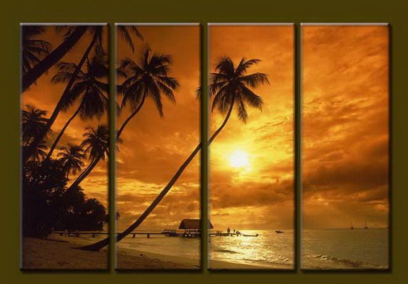 Modern Oil Paintings on canvas sunrise painting -set10071