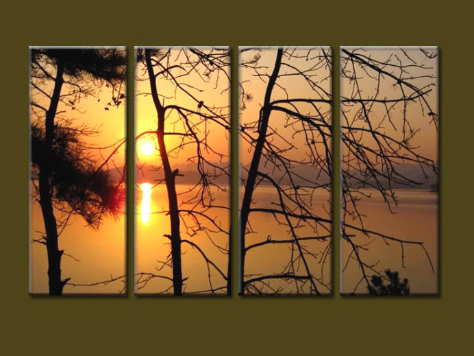 Modern Oil Paintings on canvas sunrise painting -set10079