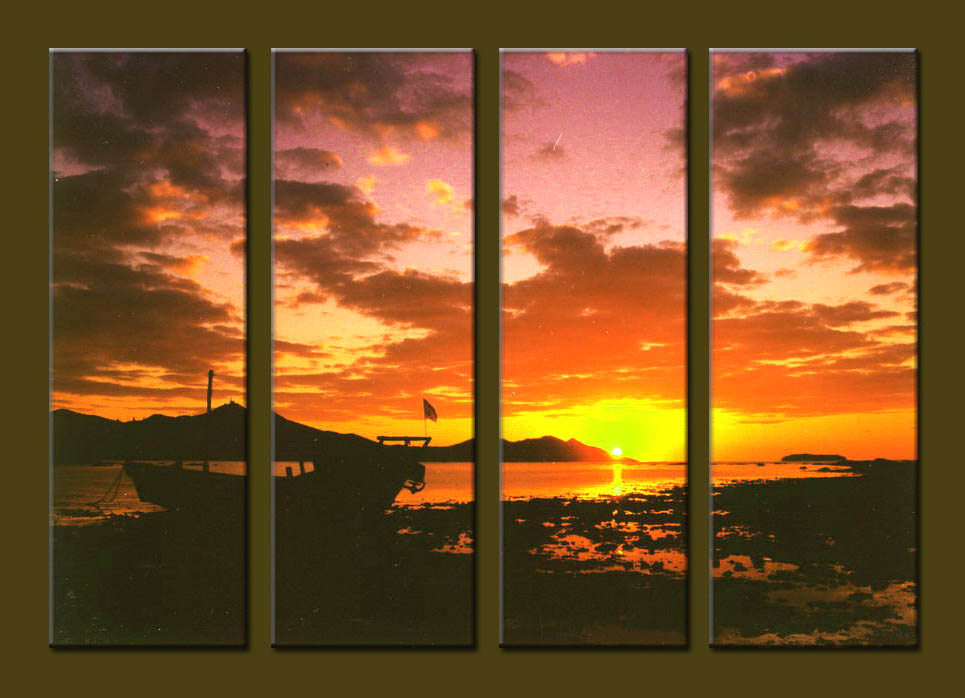 Modern Oil Paintings on canvas sunrise painting -set10094