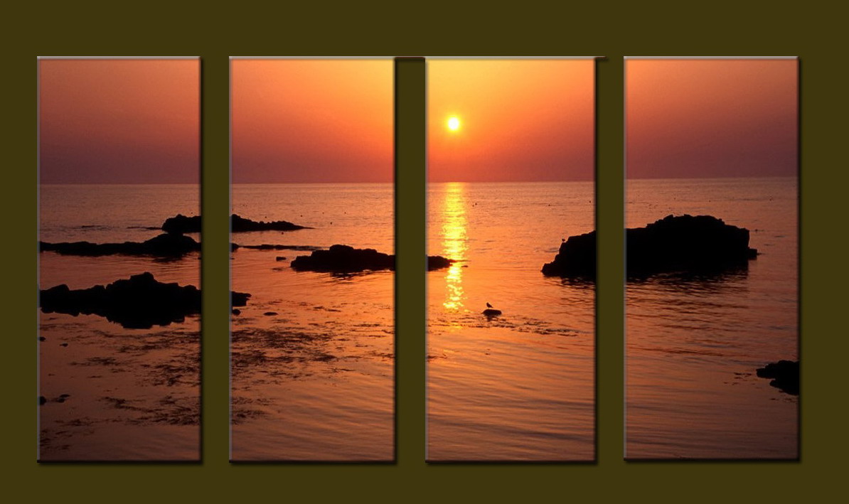 Modern Oil Paintings on canvas sunrise painting -set10095