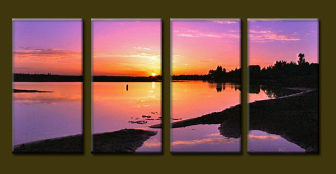 Modern Oil Paintings on canvas sunrise painting -set10097