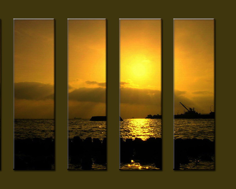 Modern Oil Paintings on canvas sunrise painting -set10098