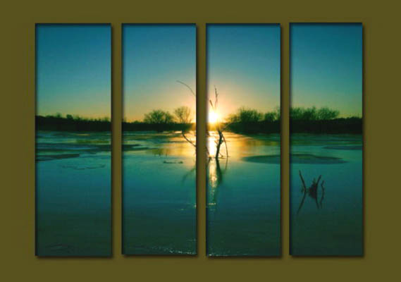 Modern Oil Paintings on canvas sunrise painting -set10124