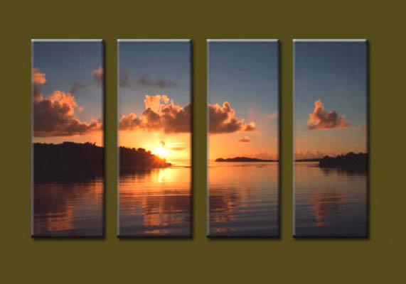 Modern Oil Paintings on canvas sunrise painting -set10126