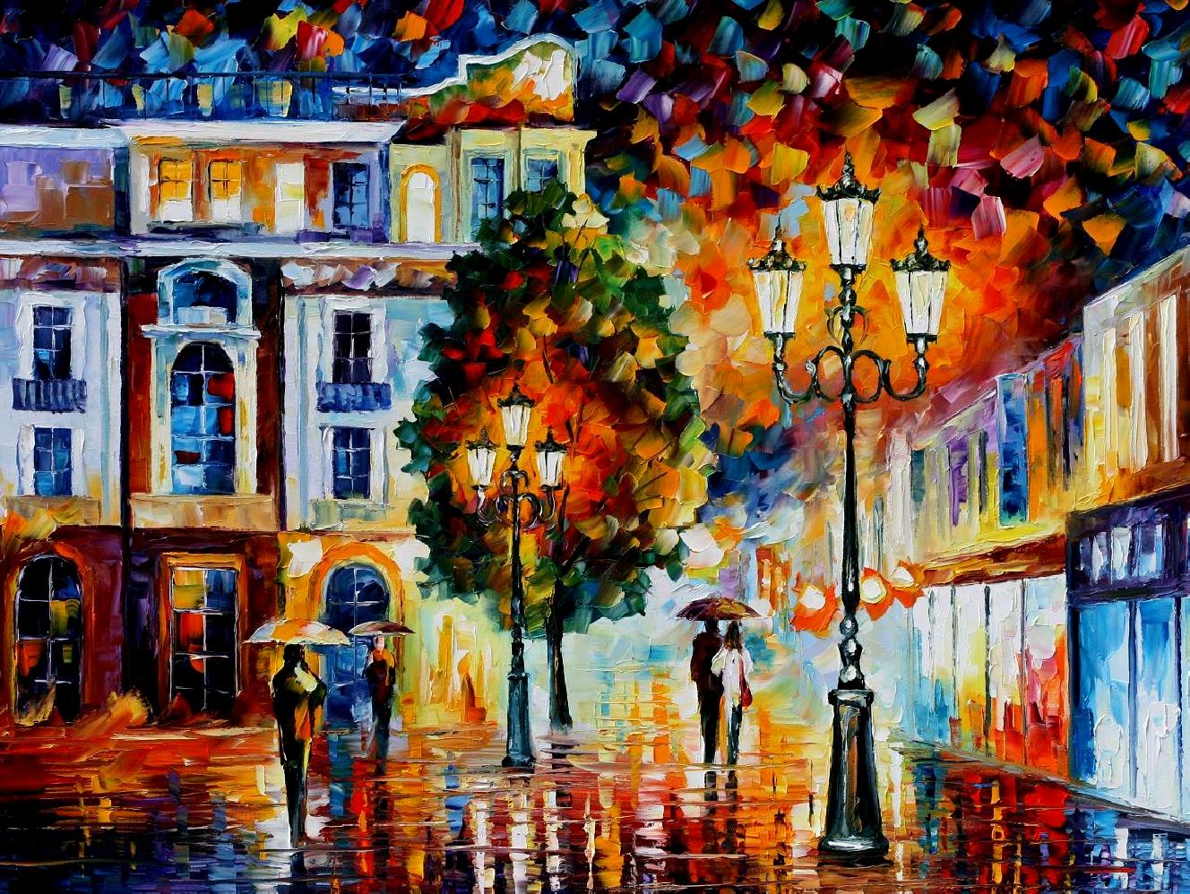 Modern impressionism palette knife oil painting City018