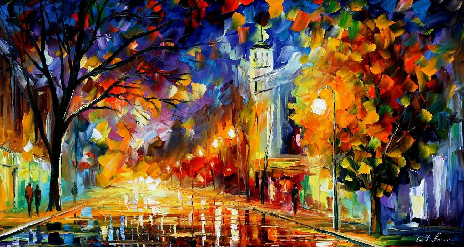 Modern impressionism palette knife oil painting City034