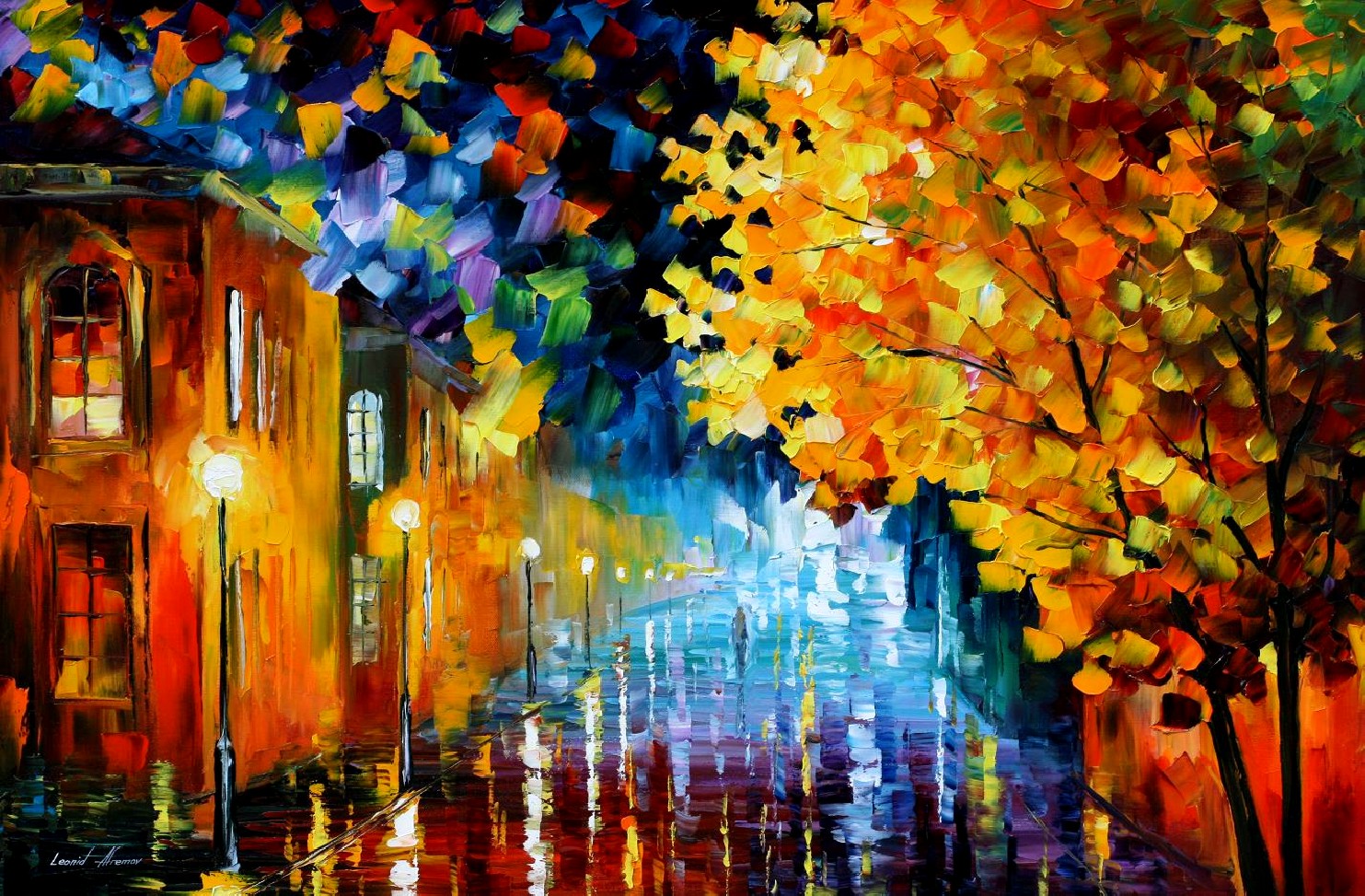 Modern impressionism palette knife oil painting City041 - Click Image to Close