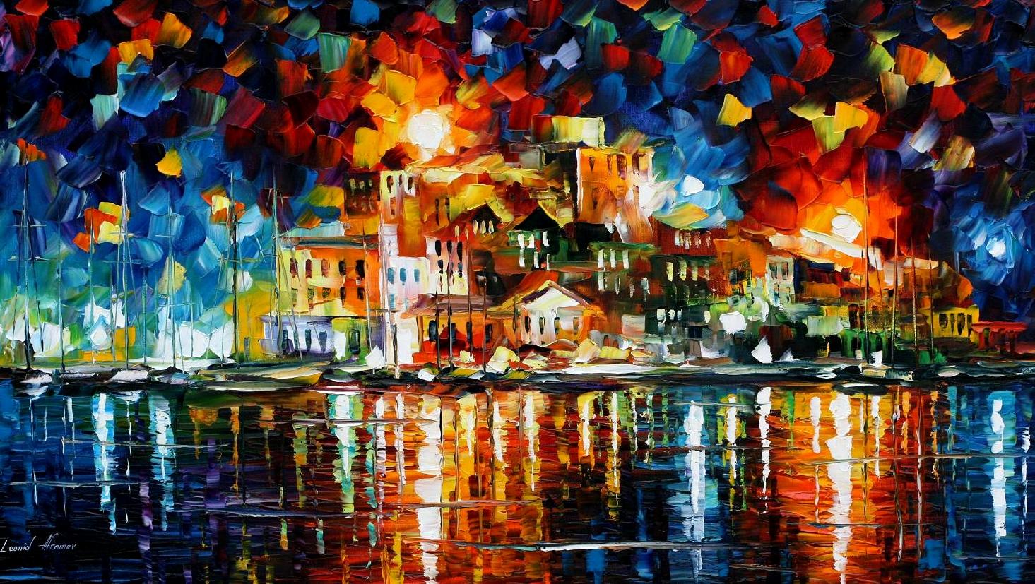 Modern impressionism palette knife oil painting City046 - Click Image to Close