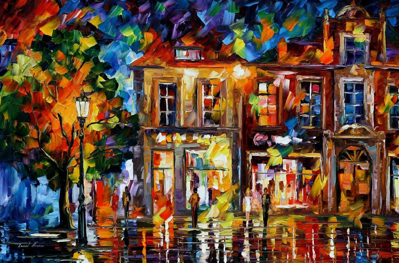 Modern impressionism palette knife oil painting City047