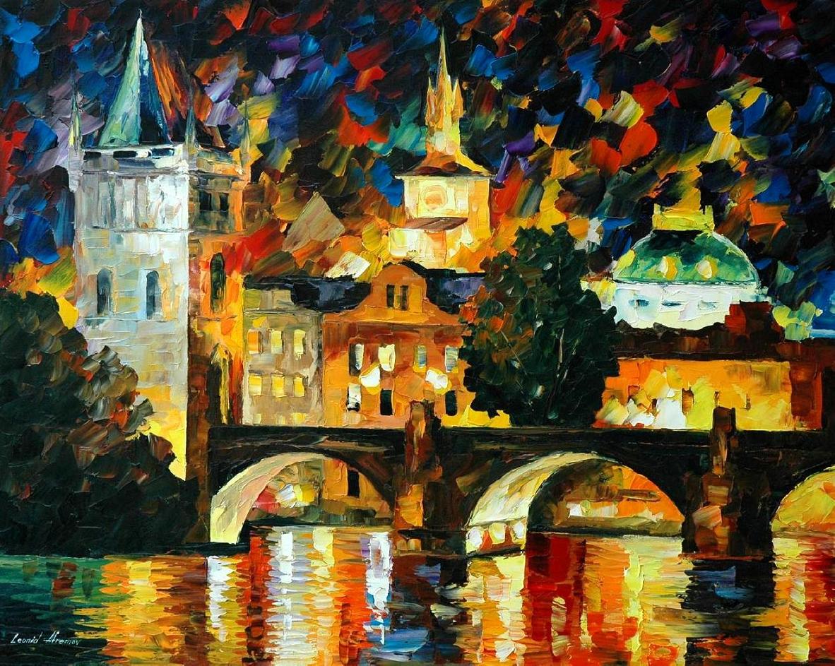 Modern impressionism palette knife oil painting City053