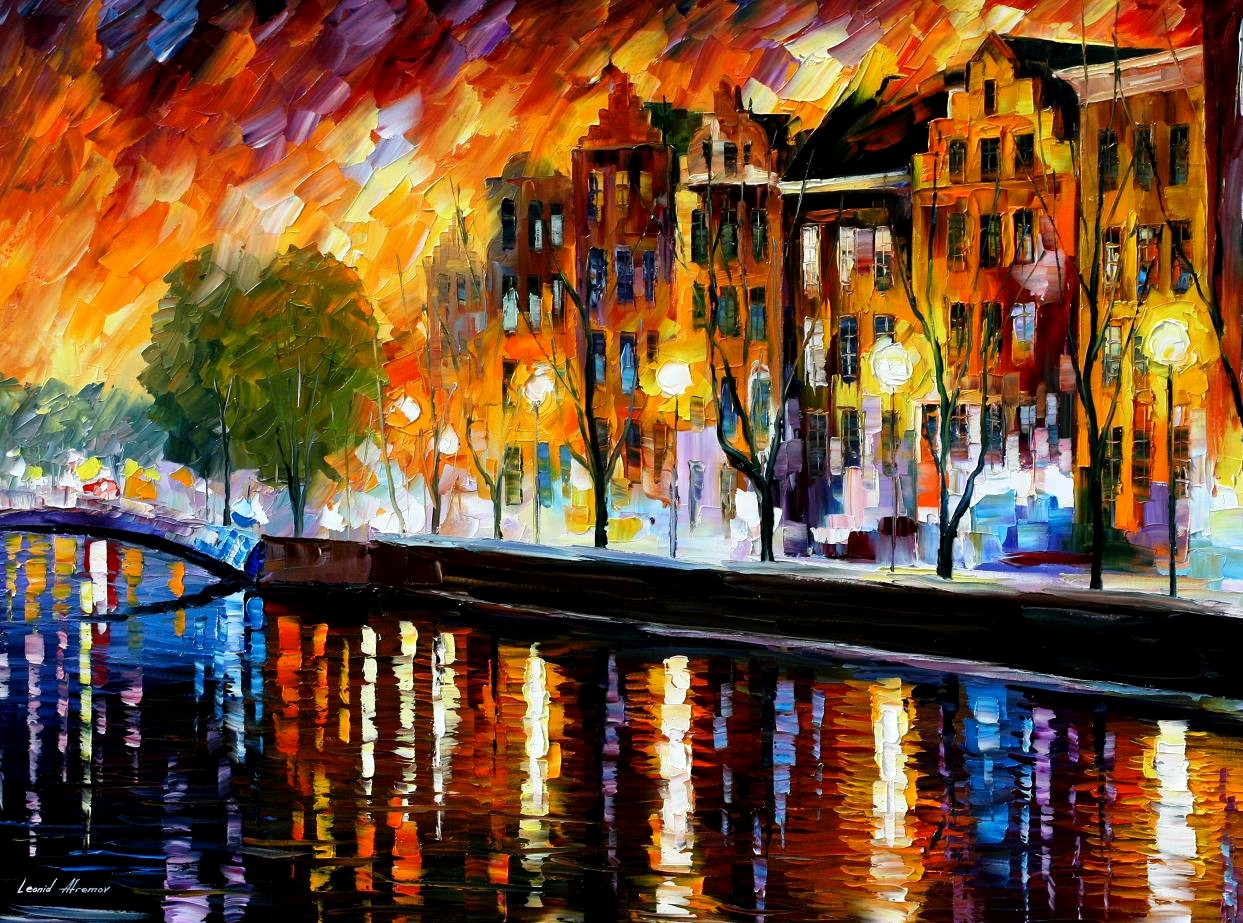 Modern impressionism palette knife oil painting City059