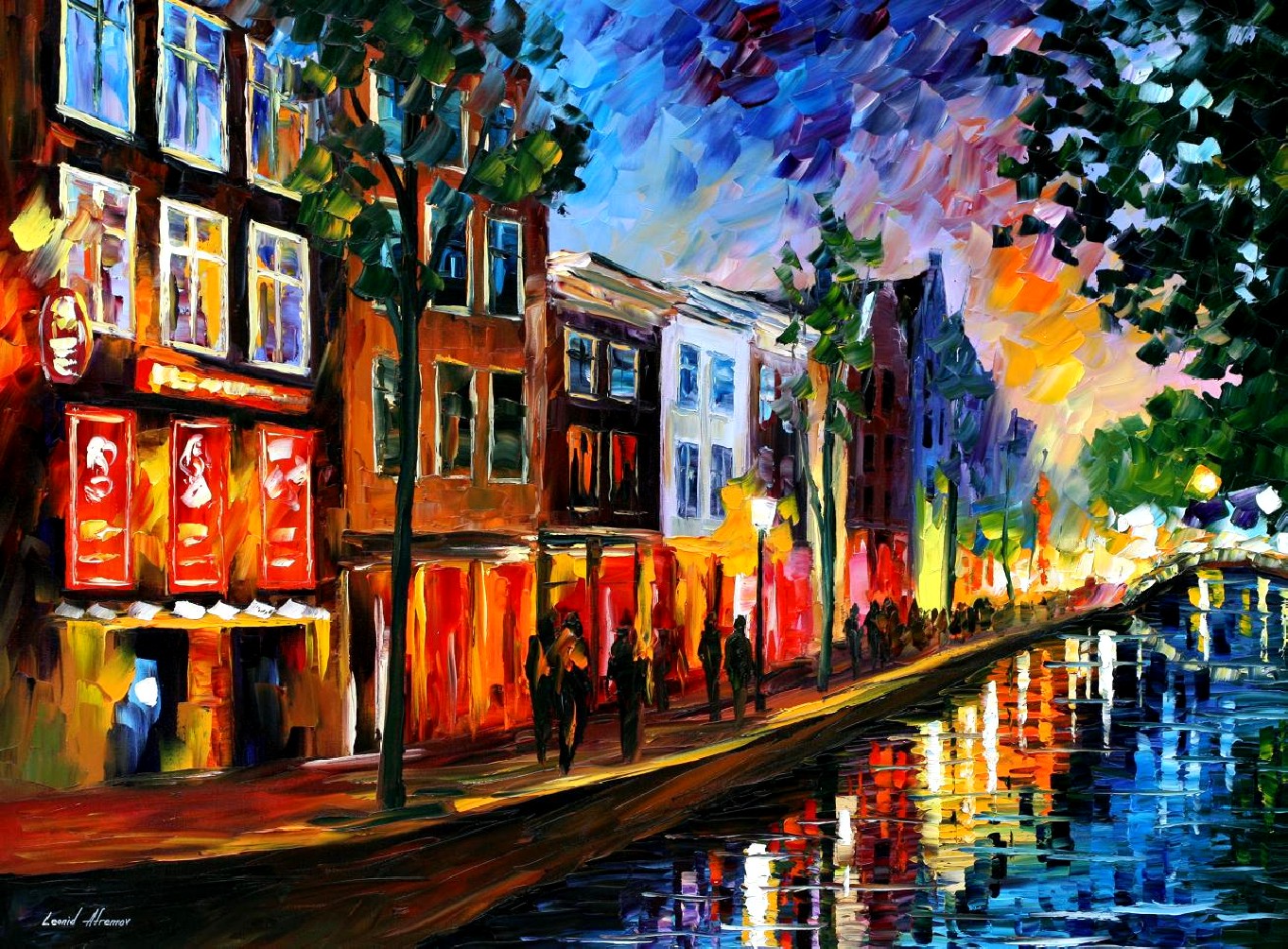 Modern impressionism palette knife oil painting City074