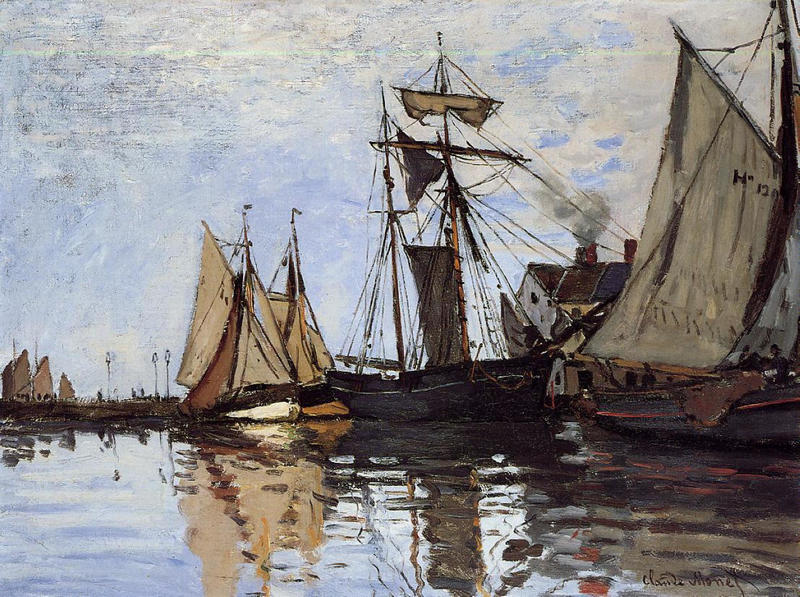 Monet Oil Paintings Boats in the Port of Honfleur