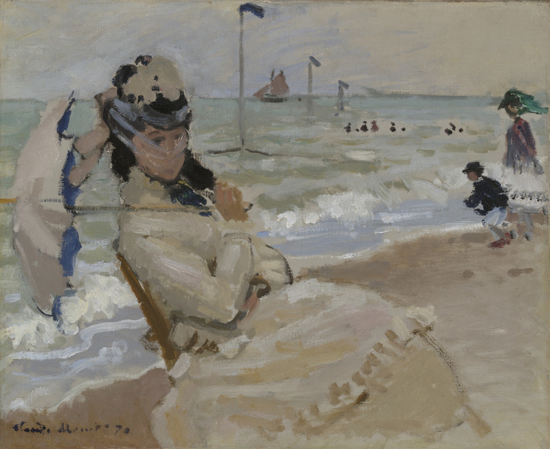 Cloude Monet Oil Painting Camille on the Beach at Trouville 1870