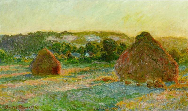 Cloude Monet COil Paintings Wheatstacks. End of Summer 1891