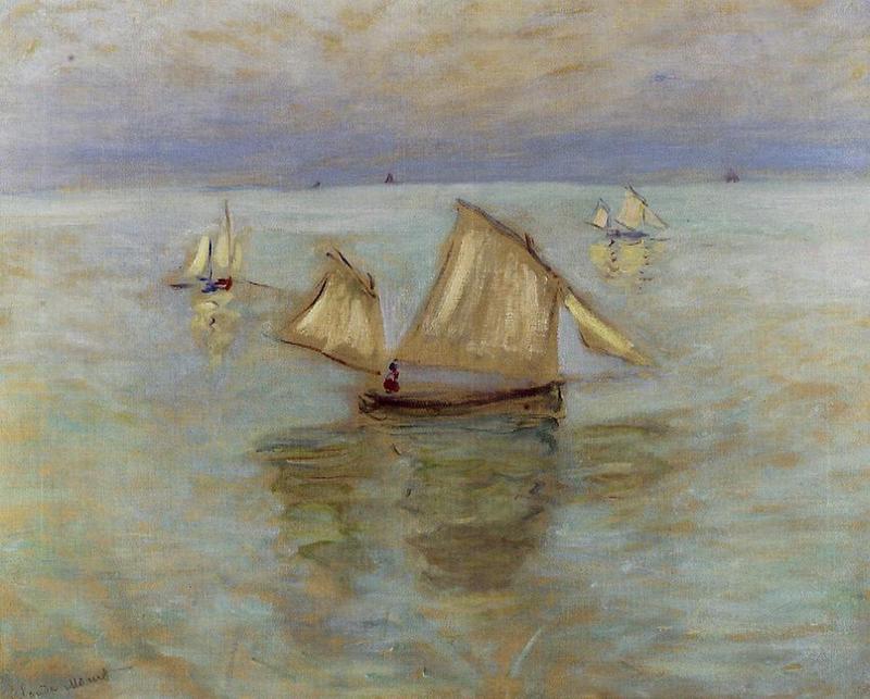 Cloude Monet Classical Oil Paintings Fishing Boats at Sea