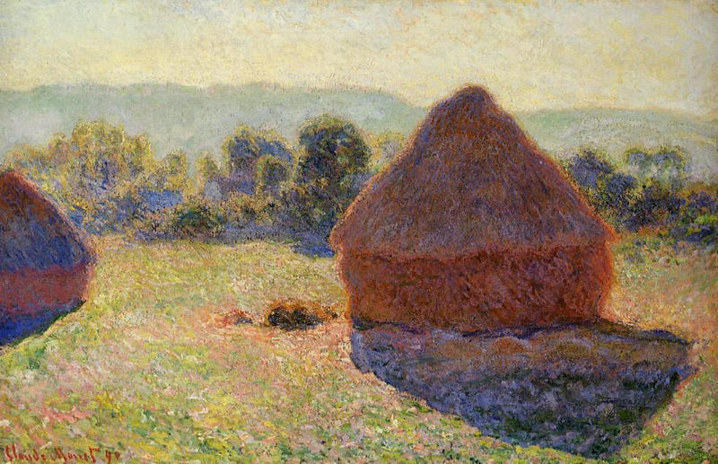 Monet Paintings Grainstacks in the Sunlight, Midday 1891