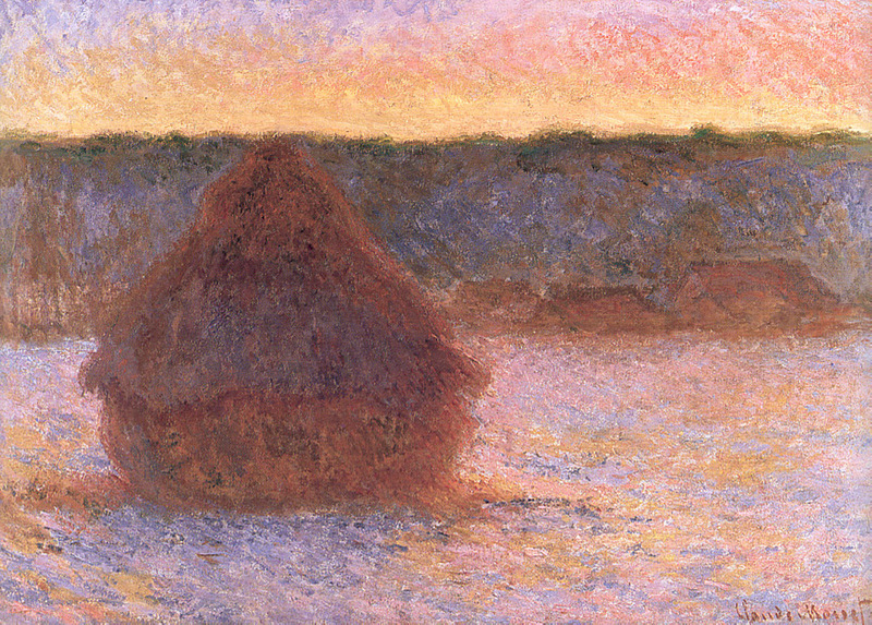 Cloude Monet Paintings Haystacks at Sunset, Frosty Weather 1891