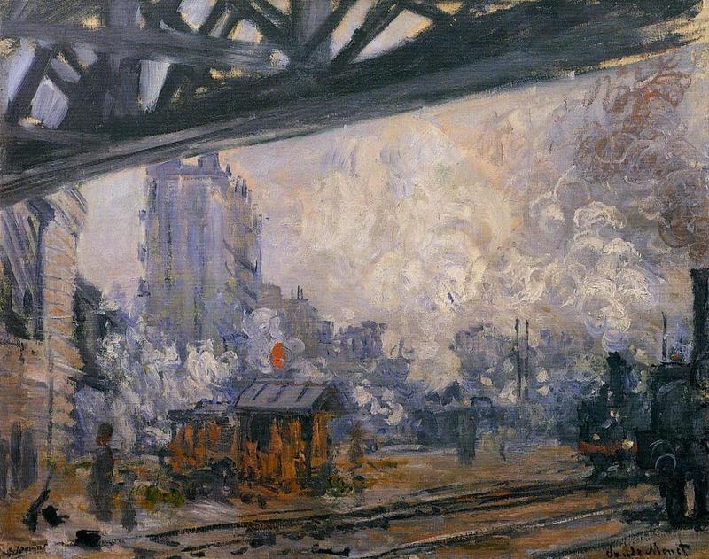 Cloude Monet Painting Saint-Lazare Station, Sunlight Effect 1877