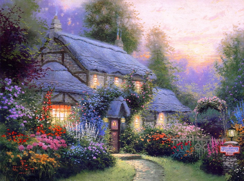 Modern Thomas Kinkade Landscape oil painting TK001